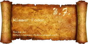 Wimmer Fodor névjegykártya
